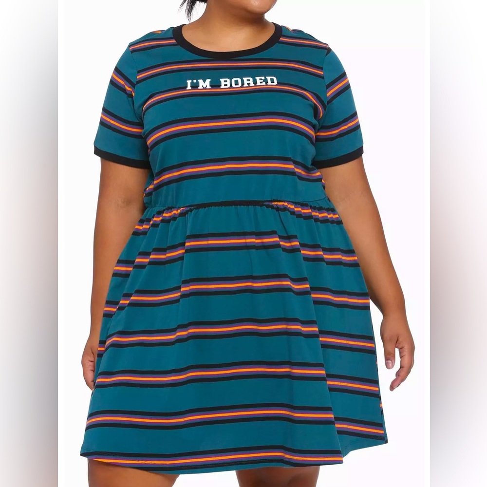 Hot Topic Striped “I’m Bored” Cotton Dress Plus Size 4X NWOT